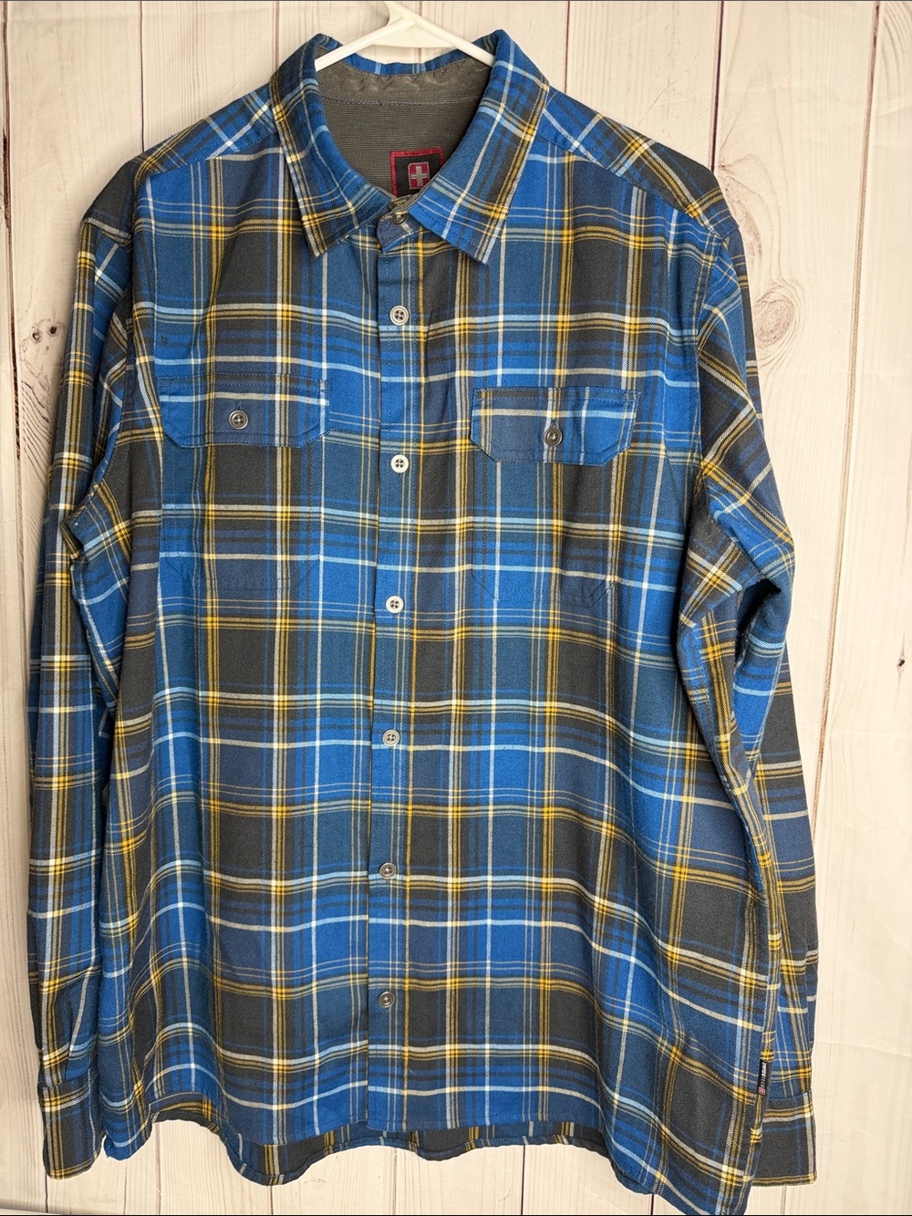 Swiss Tech Blue Plaid Button-Down Shirt sz lrg -1215
